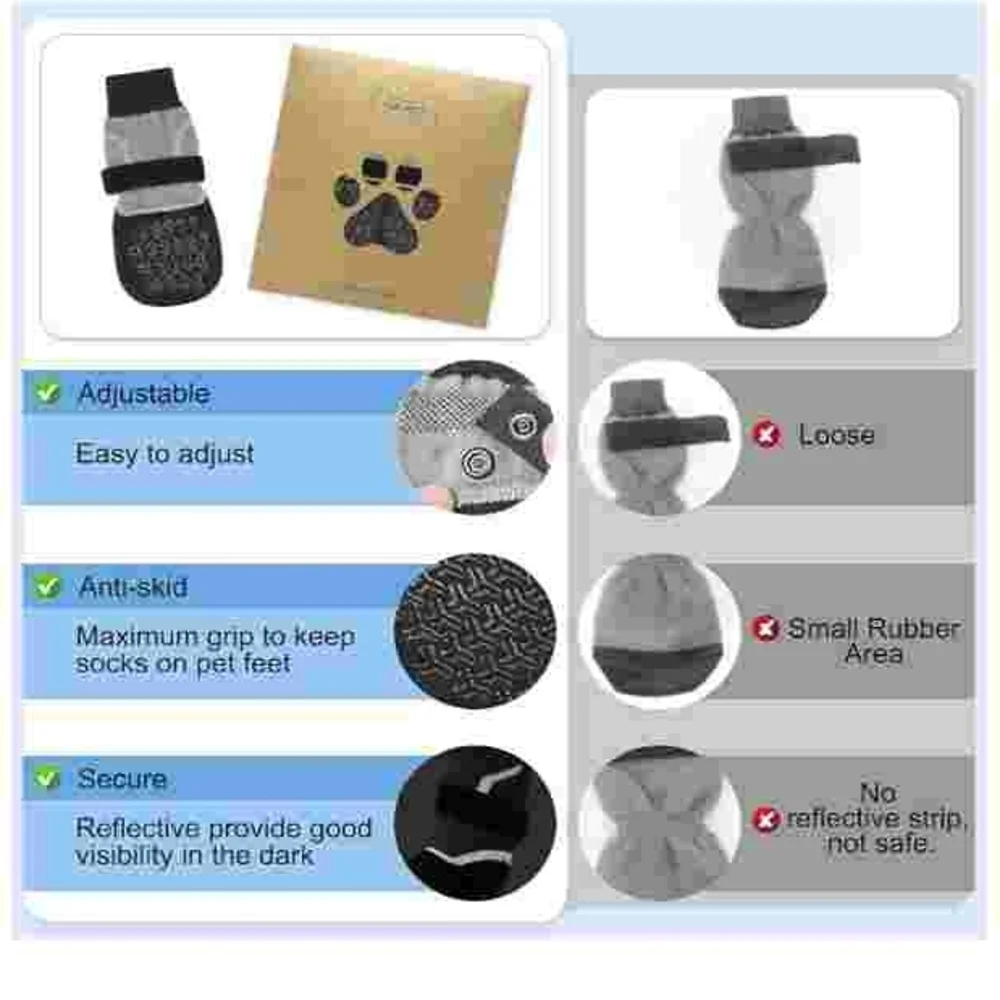 Gray and Black Dog Slip Resistant Socks NWOT Size xLarge